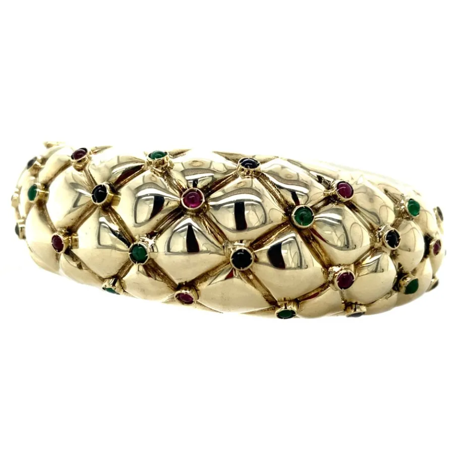 Bangle with ruby, sapphire and emerald 12 krt>Vintage Jewellery Sale
