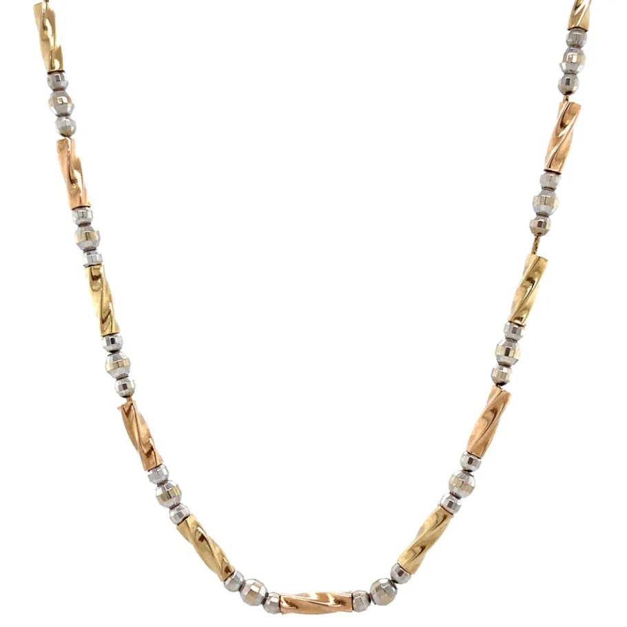 Bicolour gold fantasy necklace 14 krt>Vintage Jewellery Online
