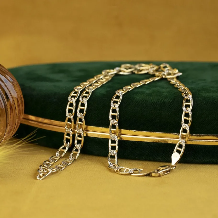 Bicolour gold fantasy necklace 14 krt>Vintage Jewellery Online