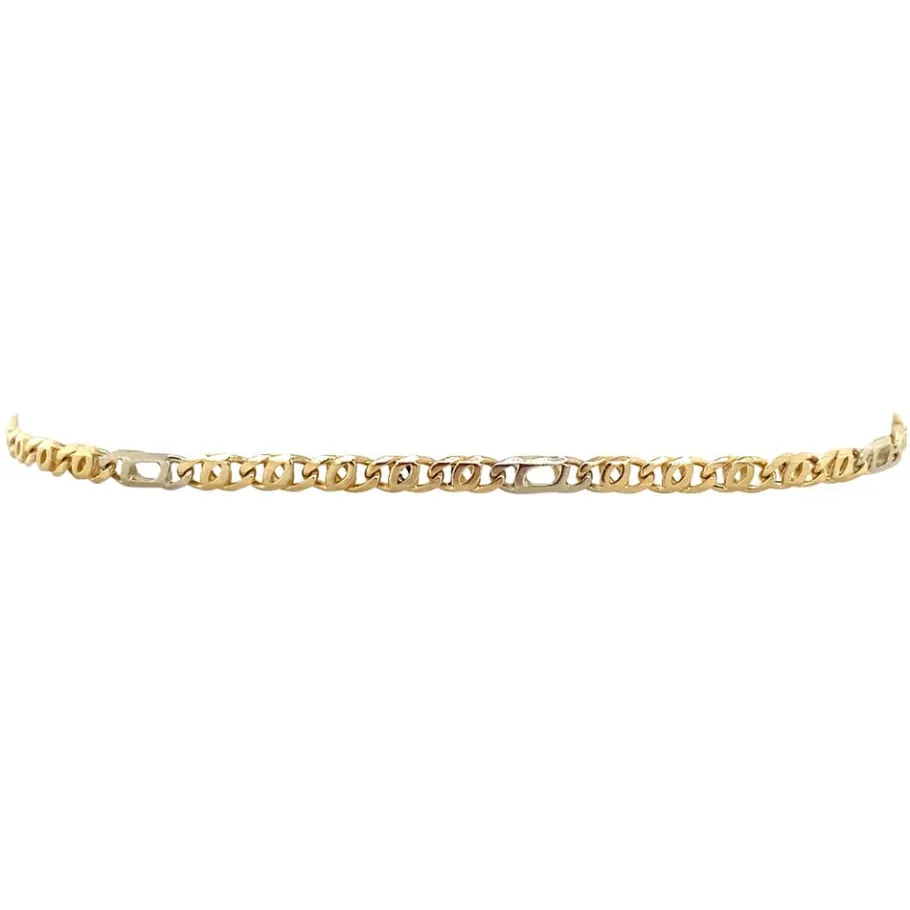 Bicolour gold figaro bracelet 14 krt>Vintage Jewellery Discount