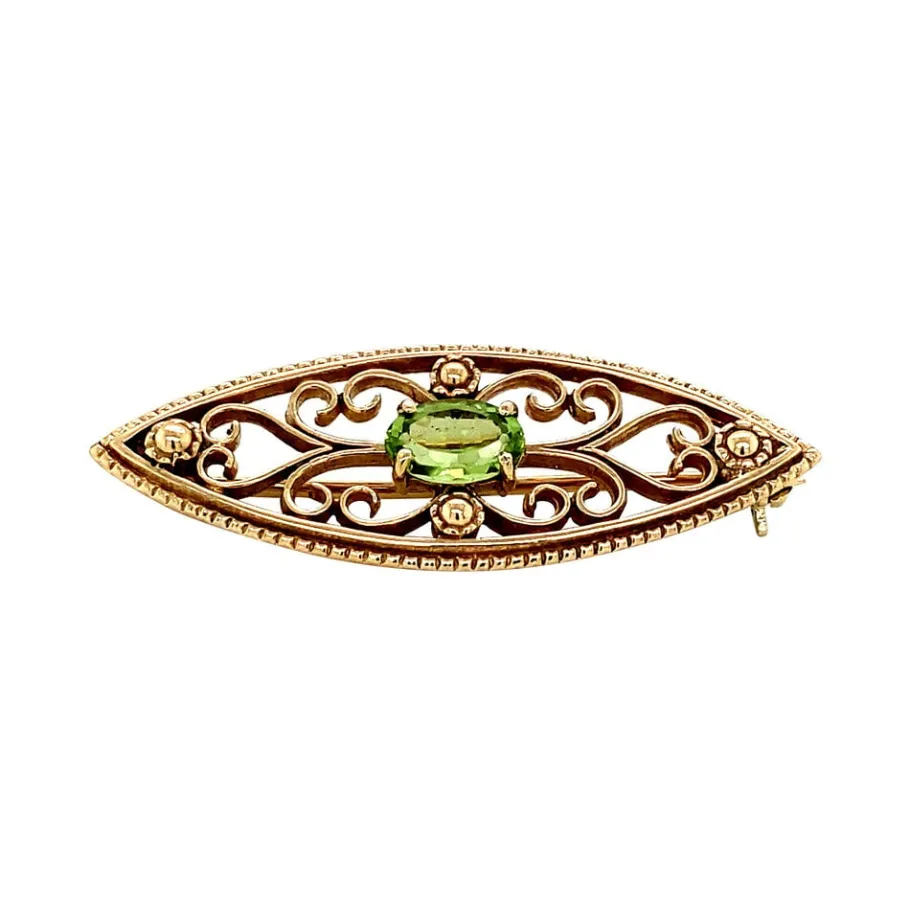 brooch_with_peridote__krt_2.webp Brooch with peridote 9 krt>Vintage Jewellery Outlet