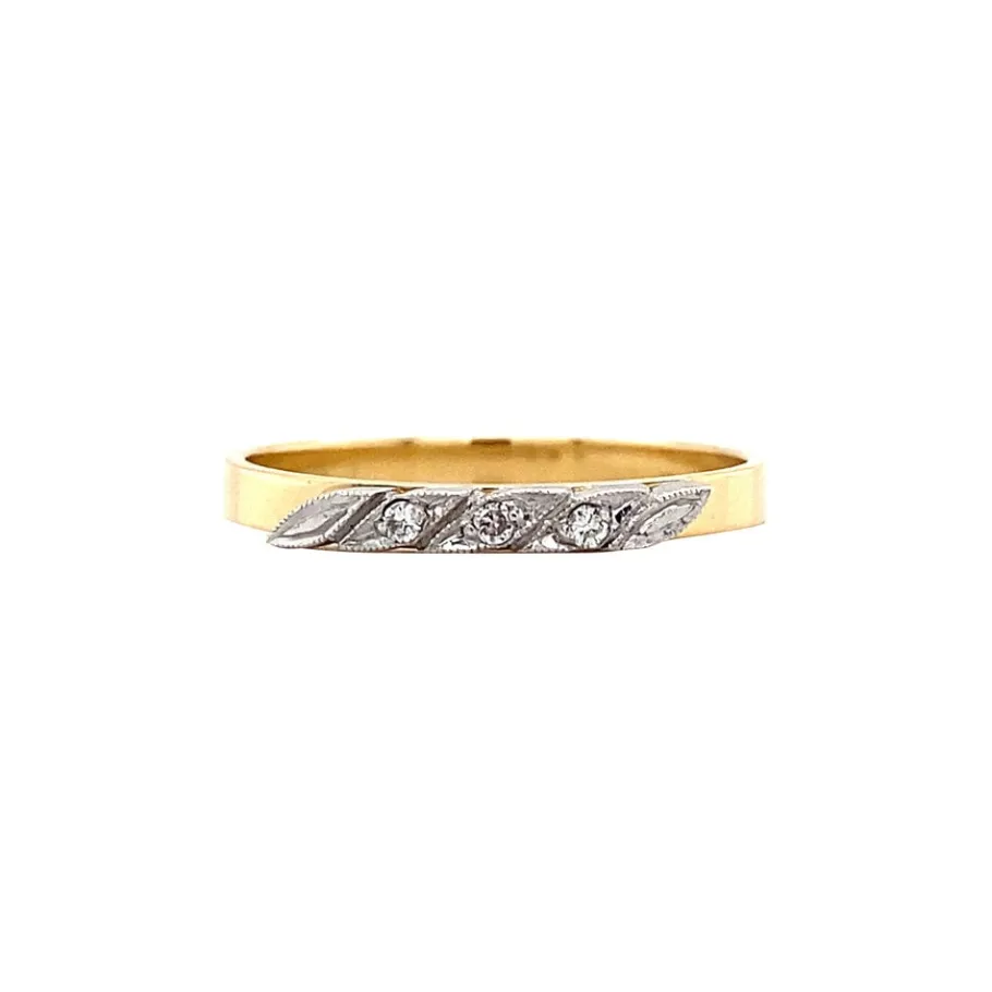 Diamond row ring 9 krt>Vintage Jewellery Sale