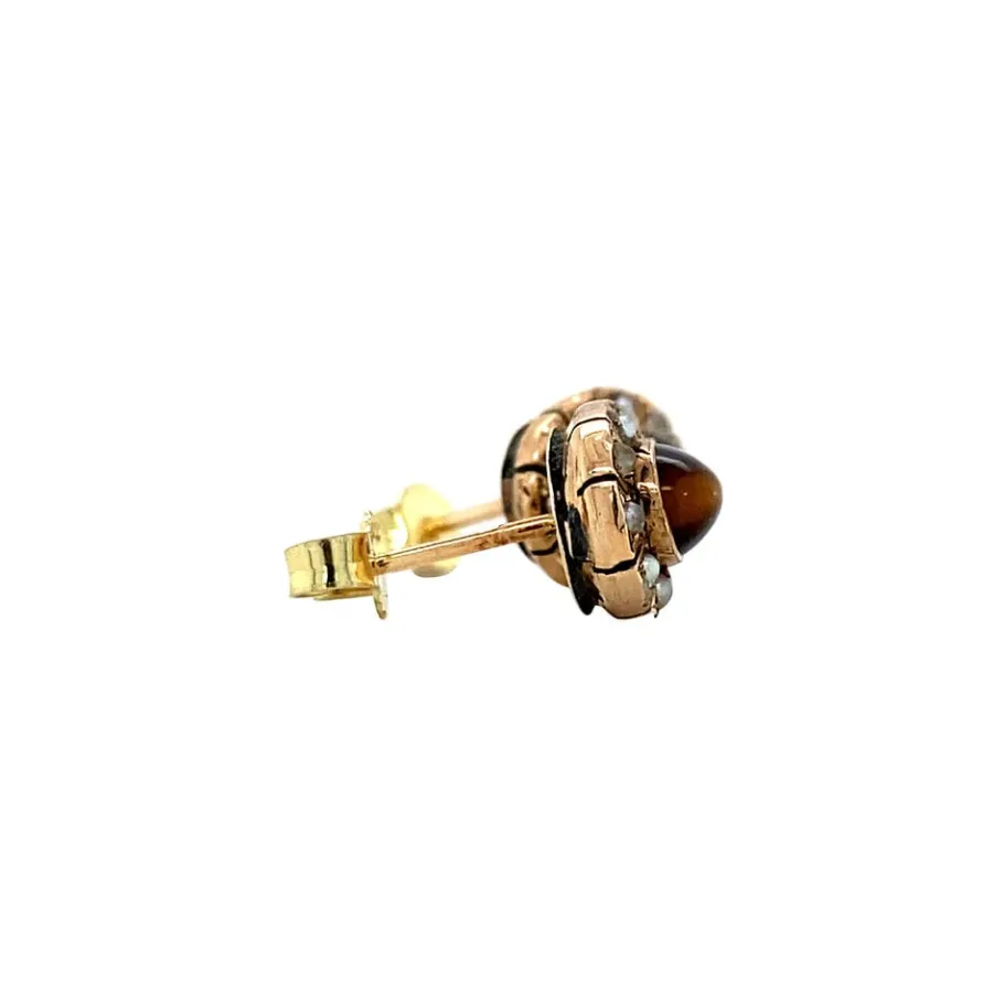 ear_studs_with_tiger_eye__3.webp Ear studs with tiger eye and pearl 8 krt>Vintage Jewellery Hot