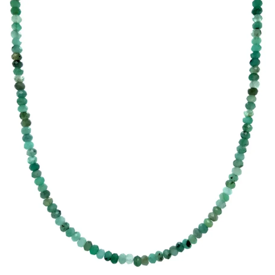 Emerald necklace with gold clasp 14 krt>Vintage Jewellery Best