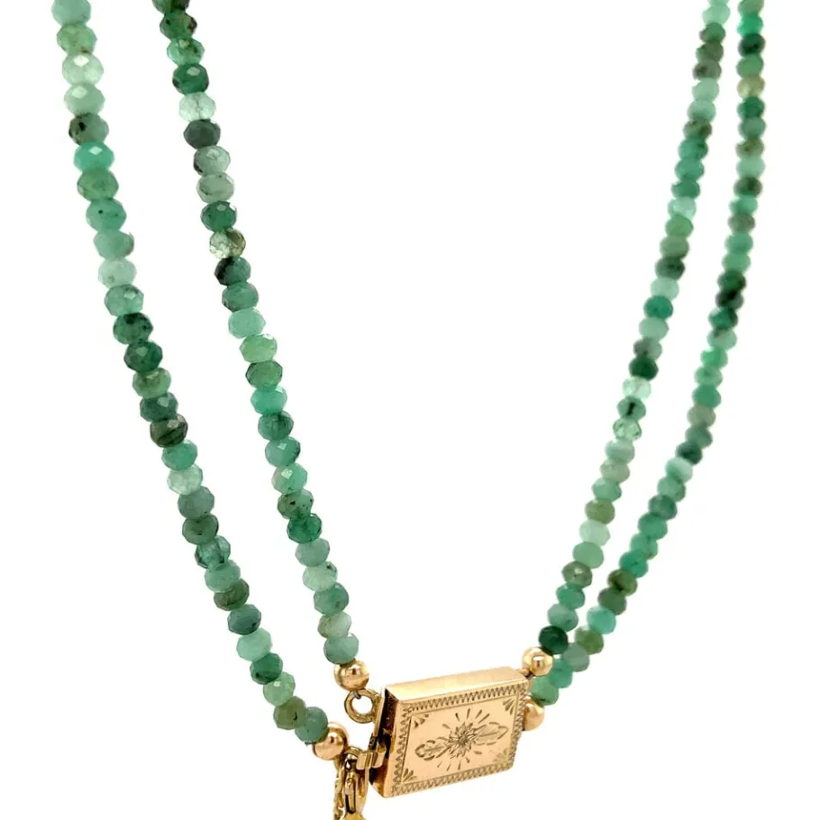 emerald_necklace_with_gol_2.webp Emerald necklace with gold clasp 14 krt>Vintage Jewellery Discount