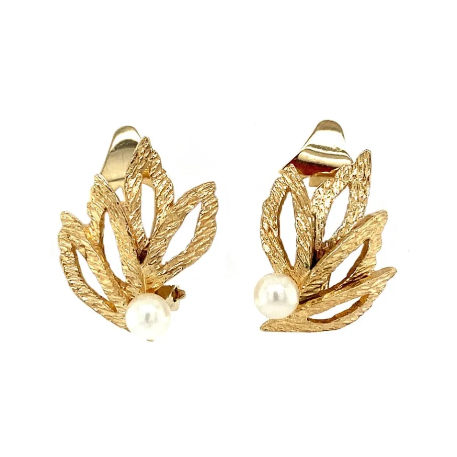 Fantasy earclips with pearl 9 krt>Vintage Jewellery Hot