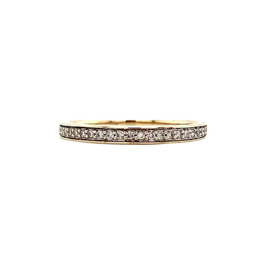 Gold alliance ring with diamonds 14 krt>Vintage Jewellery Clearance