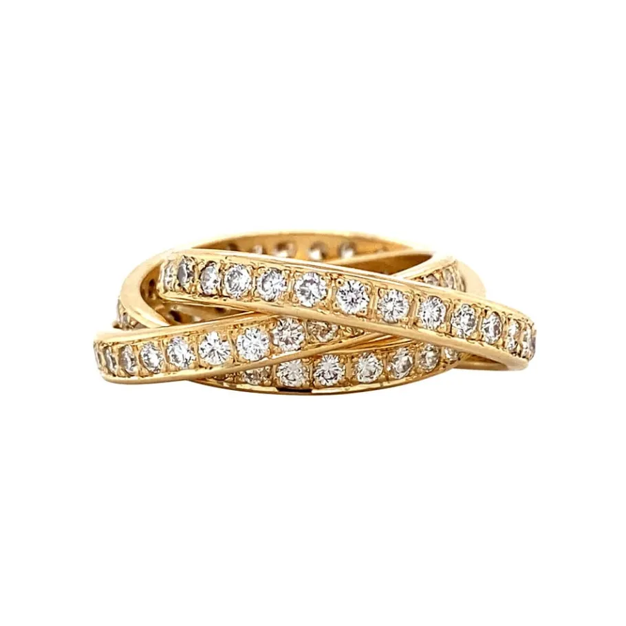 Gold alliance ring with diamonds 14 krt>Vintage Jewellery Clearance