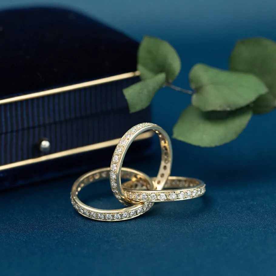 Gold alliance ring with diamonds 14 krt>Vintage Jewellery Clearance