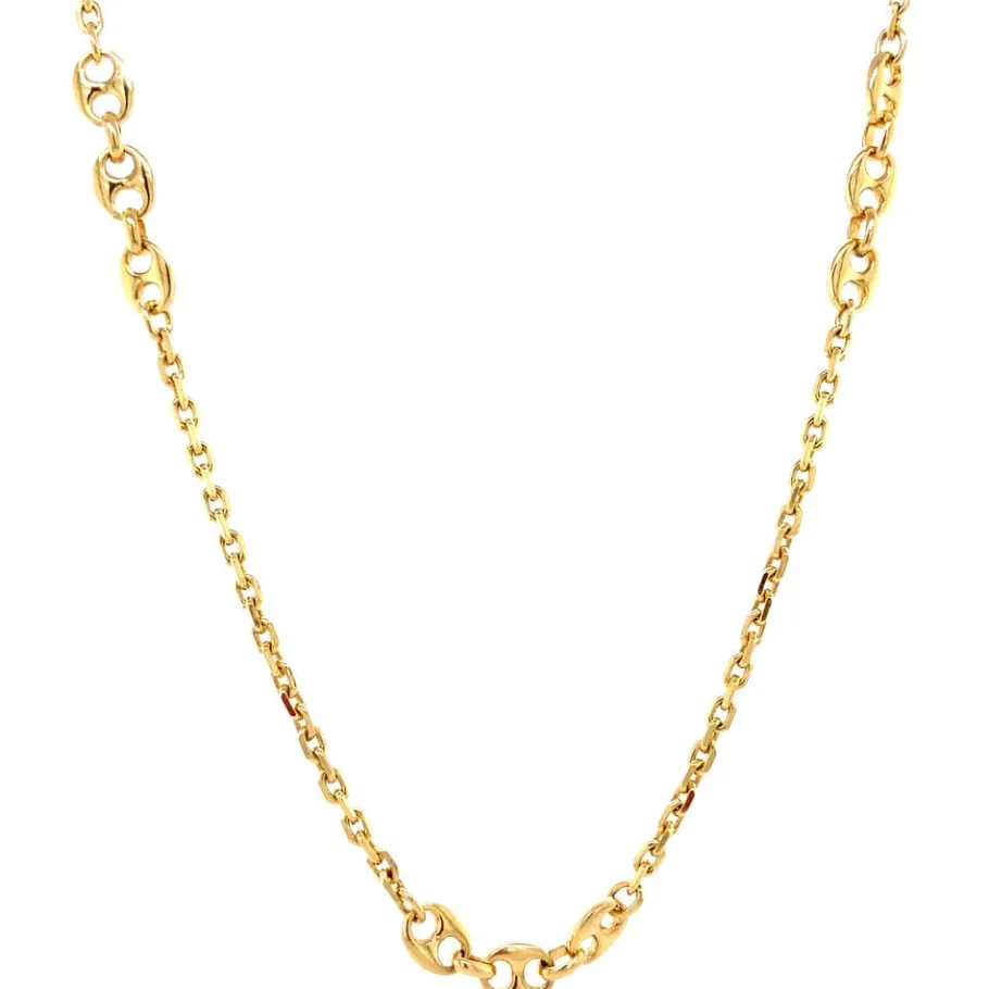 Gold anchor and coffee bean necklace 18 krt>Vintage Jewellery Discount