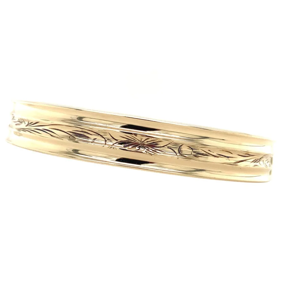 Gold bangle with engraving 14 krt>Vintage Jewellery Outlet