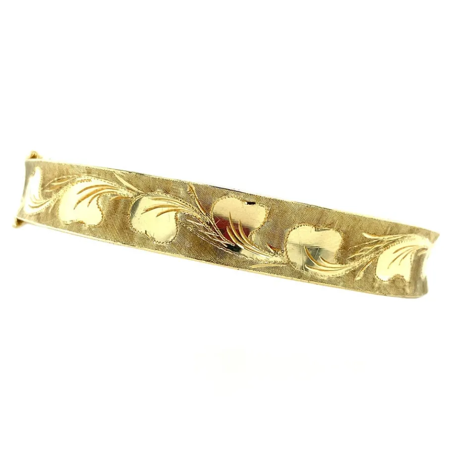 Gold bangle with engraving 14 krt>Vintage Jewellery Best