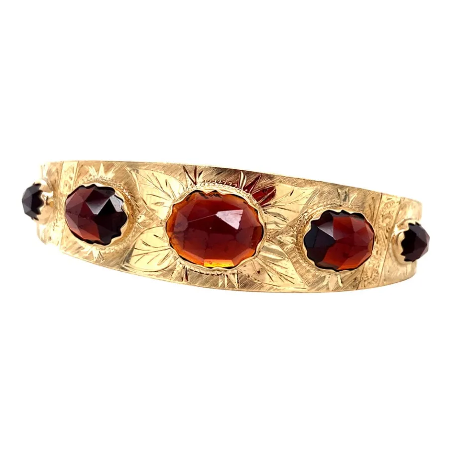 Gold bangle with garnet 14 krt>Vintage Jewellery Discount