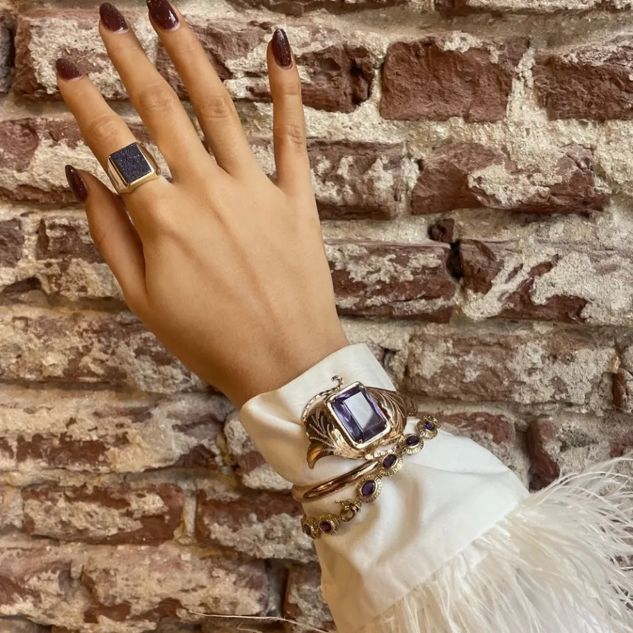 Gold bangle with sapphire 14 krt>Vintage Jewellery Sale
