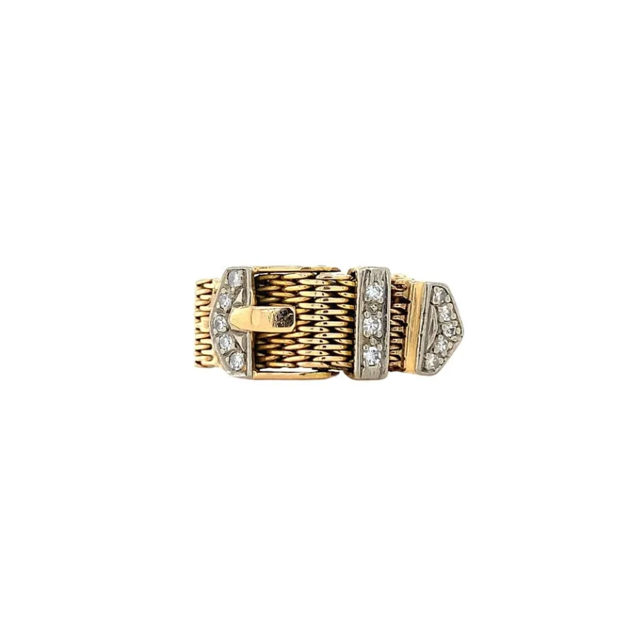 Gold belt ring with diamonds 18 krt>Vintage Jewellery Best