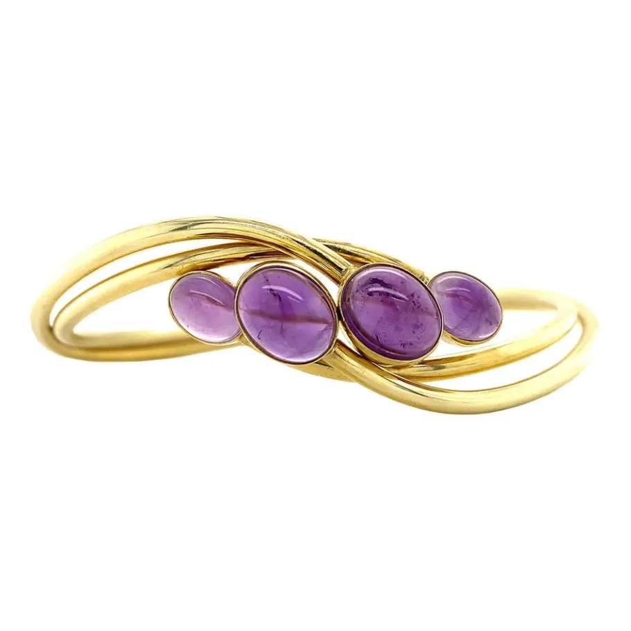 Gold bracelet with amethyst 14 krt>Vintage Jewellery Online