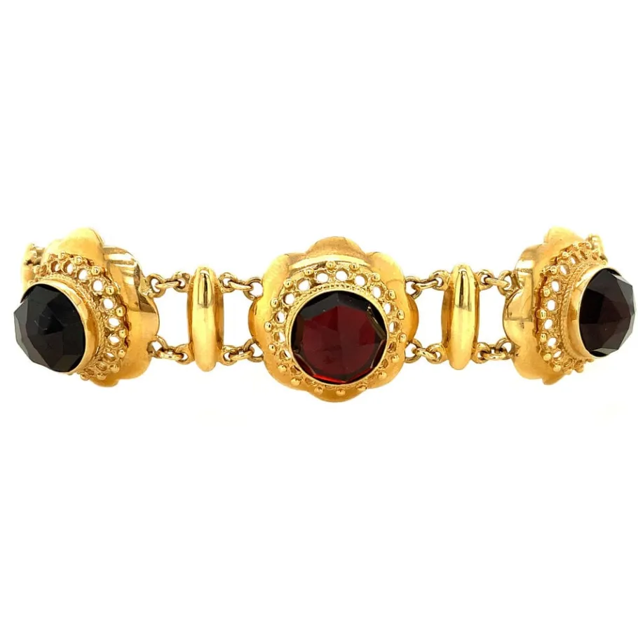 gold_bracelet_with_garnet_2-1.webp Gold bracelet with garnet 14 krt>Vintage Jewellery Clearance