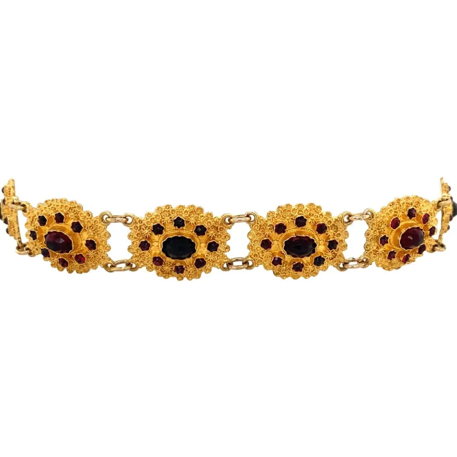 gold_bracelet_with_garnet_2-4.webp Gold bracelet with garnet 14 krt>Vintage Jewellery Discount
