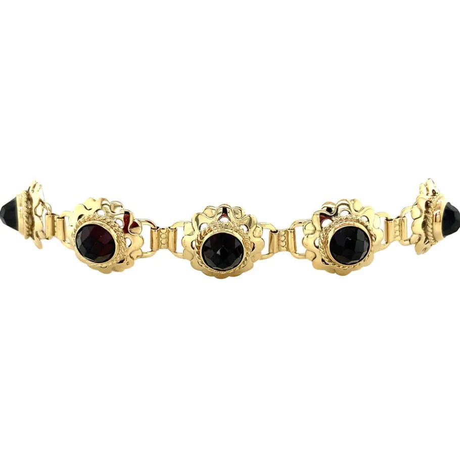 gold_bracelet_with_garnet_2.webp Gold bracelet with garnet 14 krt>Vintage Jewellery Discount