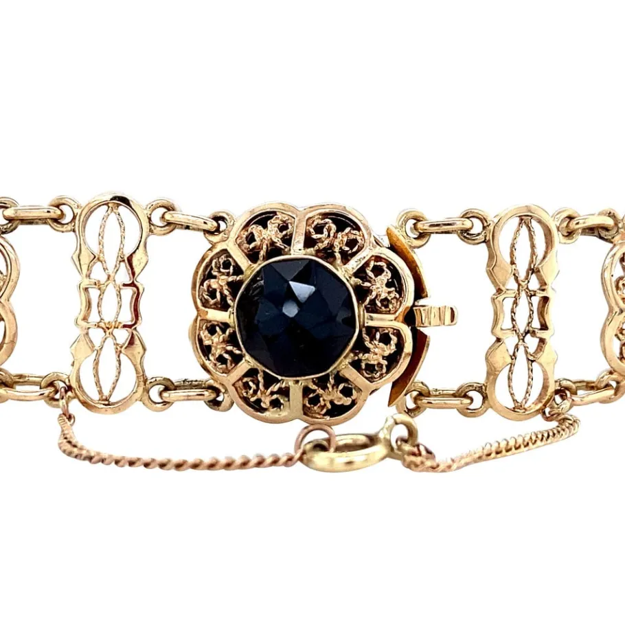 gold_bracelet_with_garnet_4-2.webp Gold bracelet with garnet 14 krt>Vintage Jewellery Best