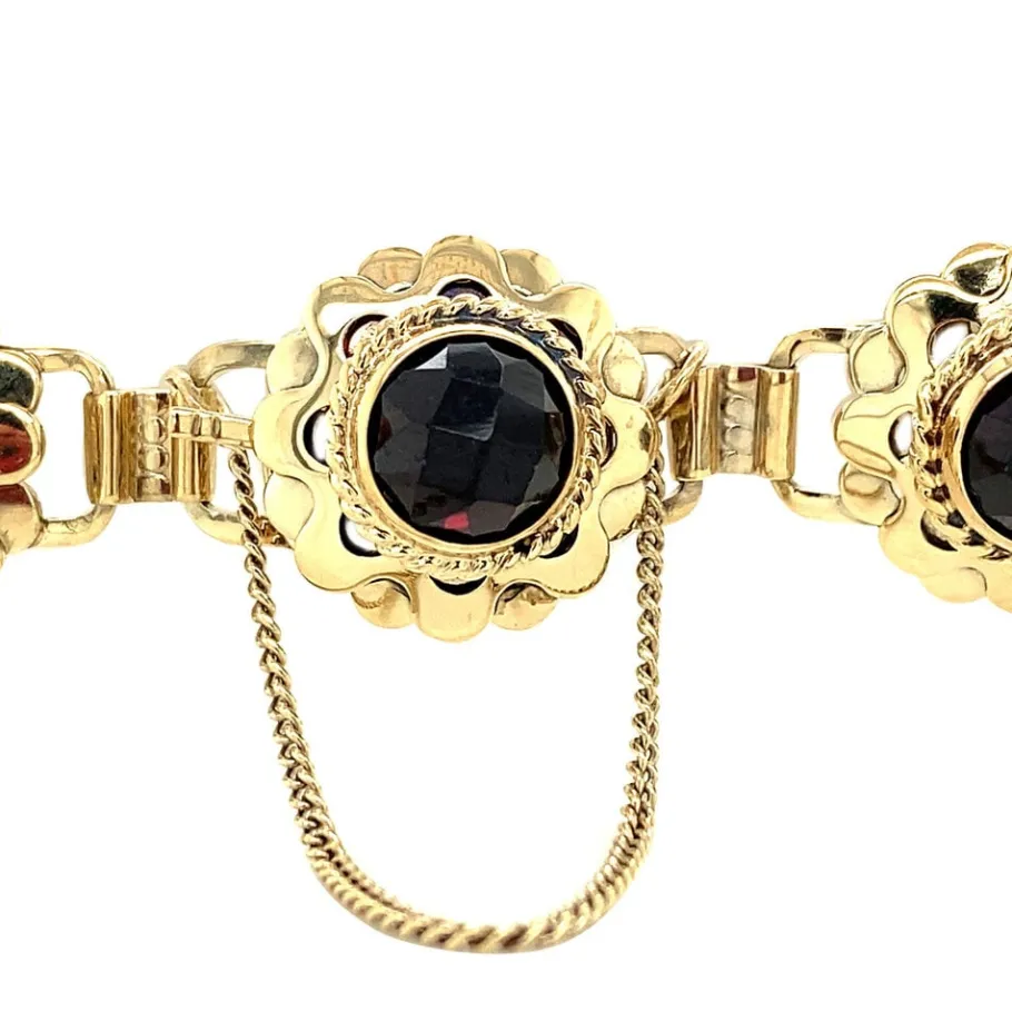 gold_bracelet_with_garnet_4.webp Gold bracelet with garnet 14 krt>Vintage Jewellery Discount