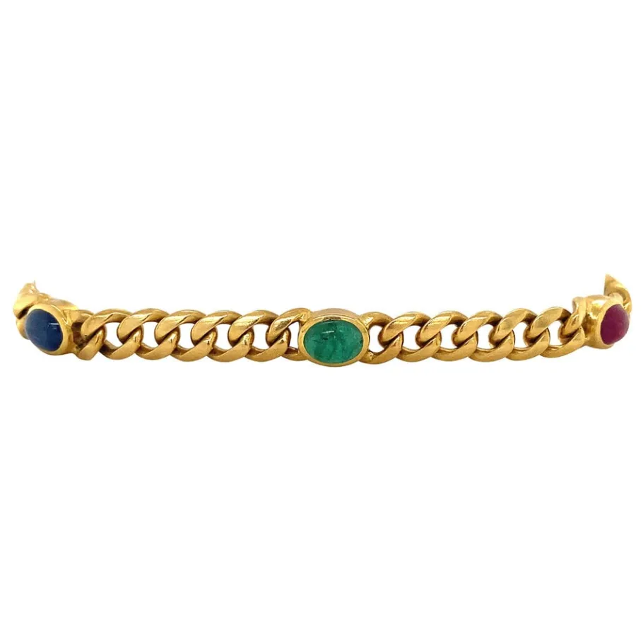 gold_bracelet_with_sapphi_2-1.webp Gold bracelet with sapphire, emerald and ruby 18 krt>Vintage Jewellery Discount