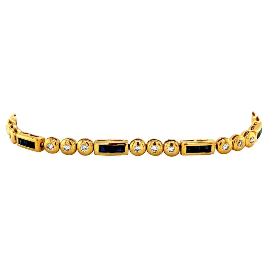 gold_bracelet_with_sapphi_2.webp Gold bracelet with sapphire and diamond 18 krt>Vintage Jewellery Fashion