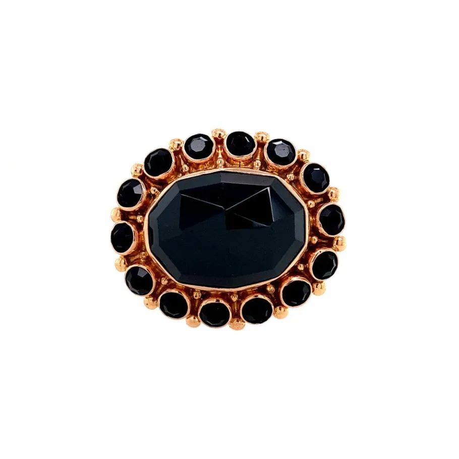Gold brooch with garnet 14 krt>Vintage Jewellery Clearance