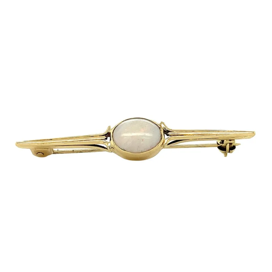 Gold brooch with opal 14 krt>Vintage Jewellery Clearance