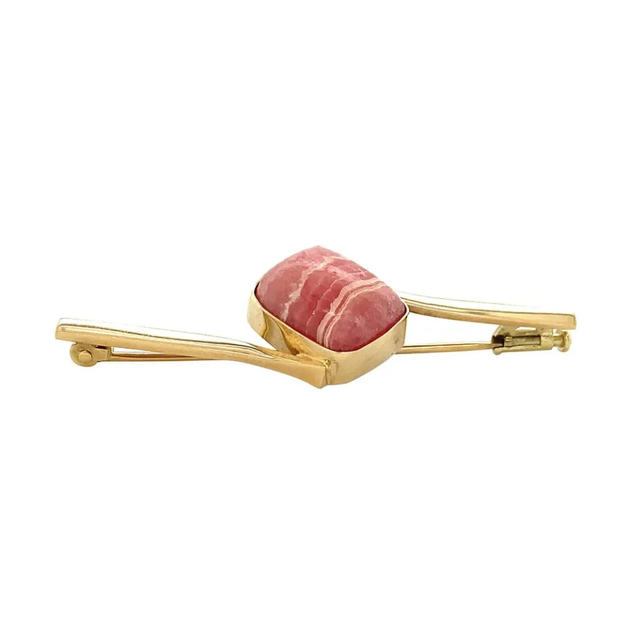 gold_brooch_with_rhodochr_2.webp Gold brooch with rhodochrosite 14 krt>Vintage Jewellery Sale