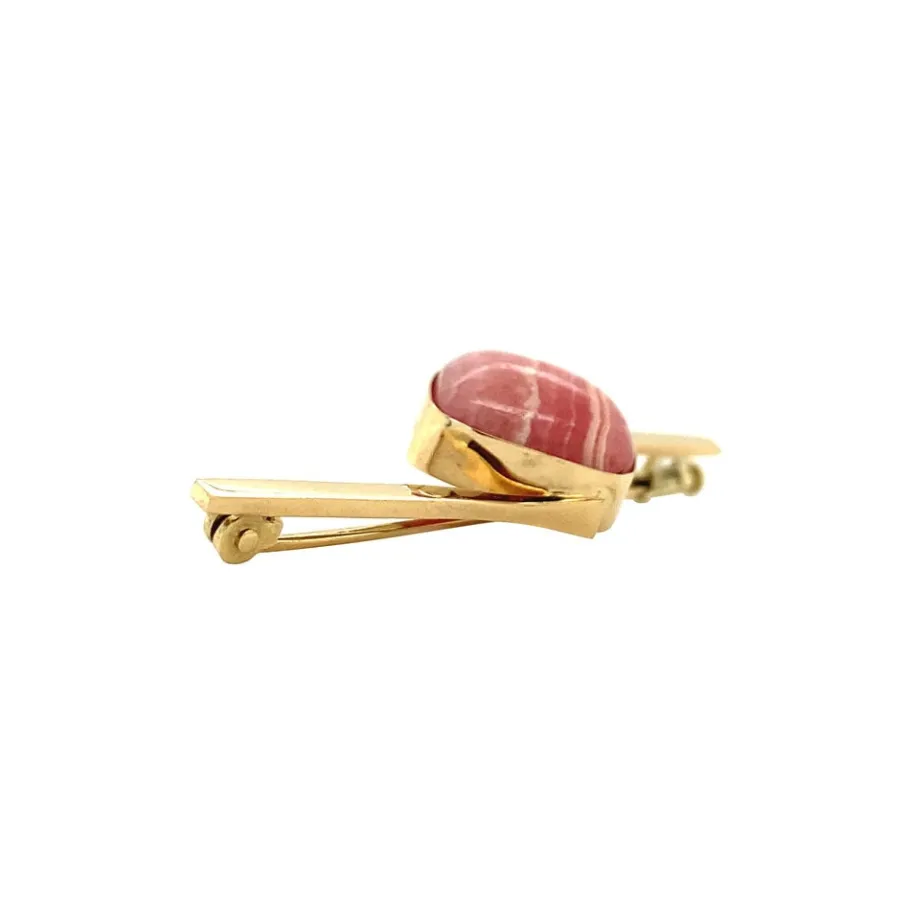 gold_brooch_with_rhodochr_3.webp Gold brooch with rhodochrosite 14 krt>Vintage Jewellery Sale