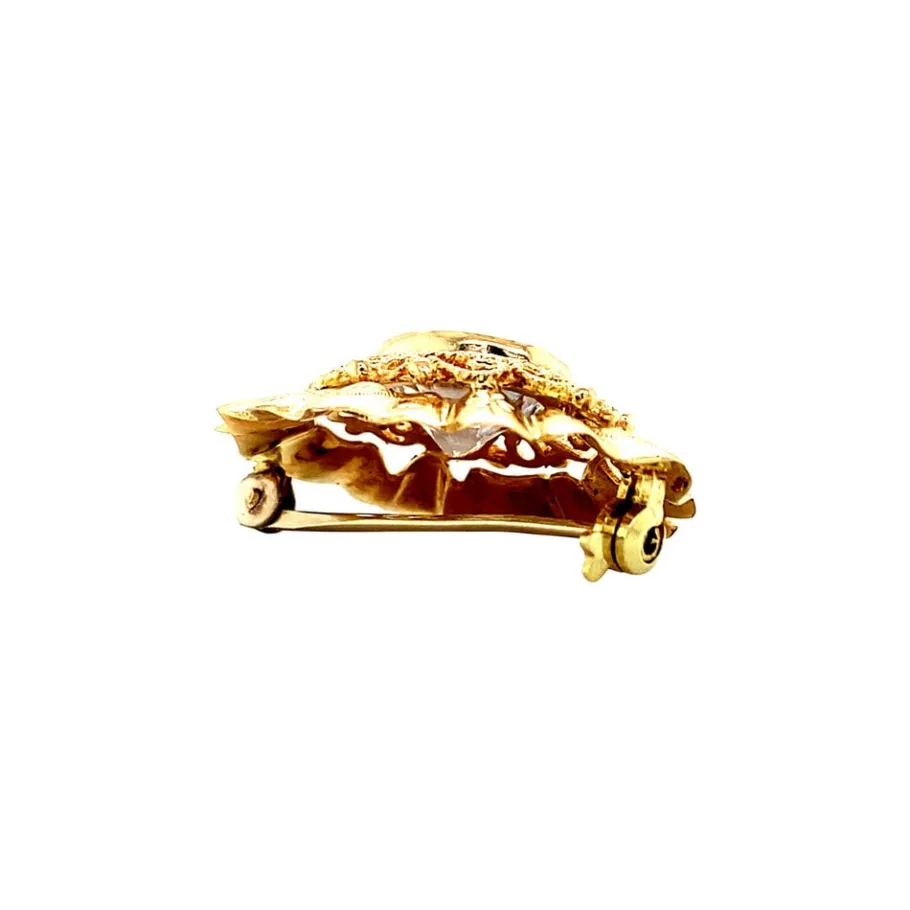 gold_brooch_with_zirconia_4.webp Gold brooch with zirconia 14 krt>Vintage Jewellery Outlet