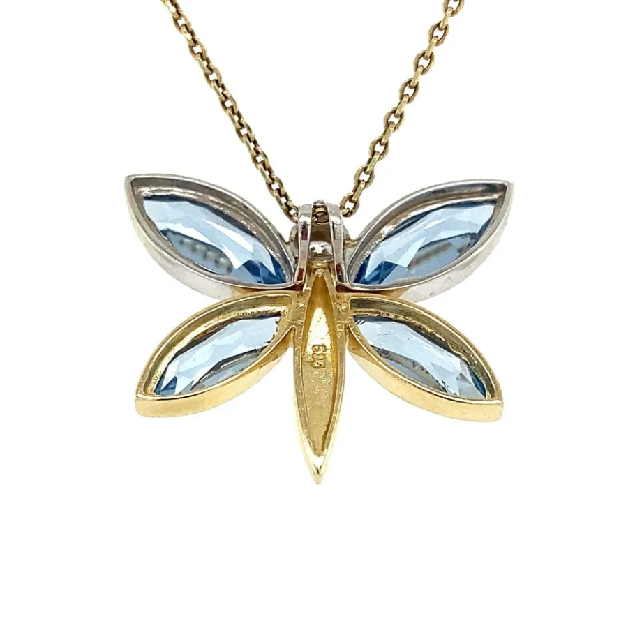 gold_butterfly_pendant_wi_4.webp Gold butterfly pendant with spinel and zirconia 14 krt>Vintage Jewellery Best