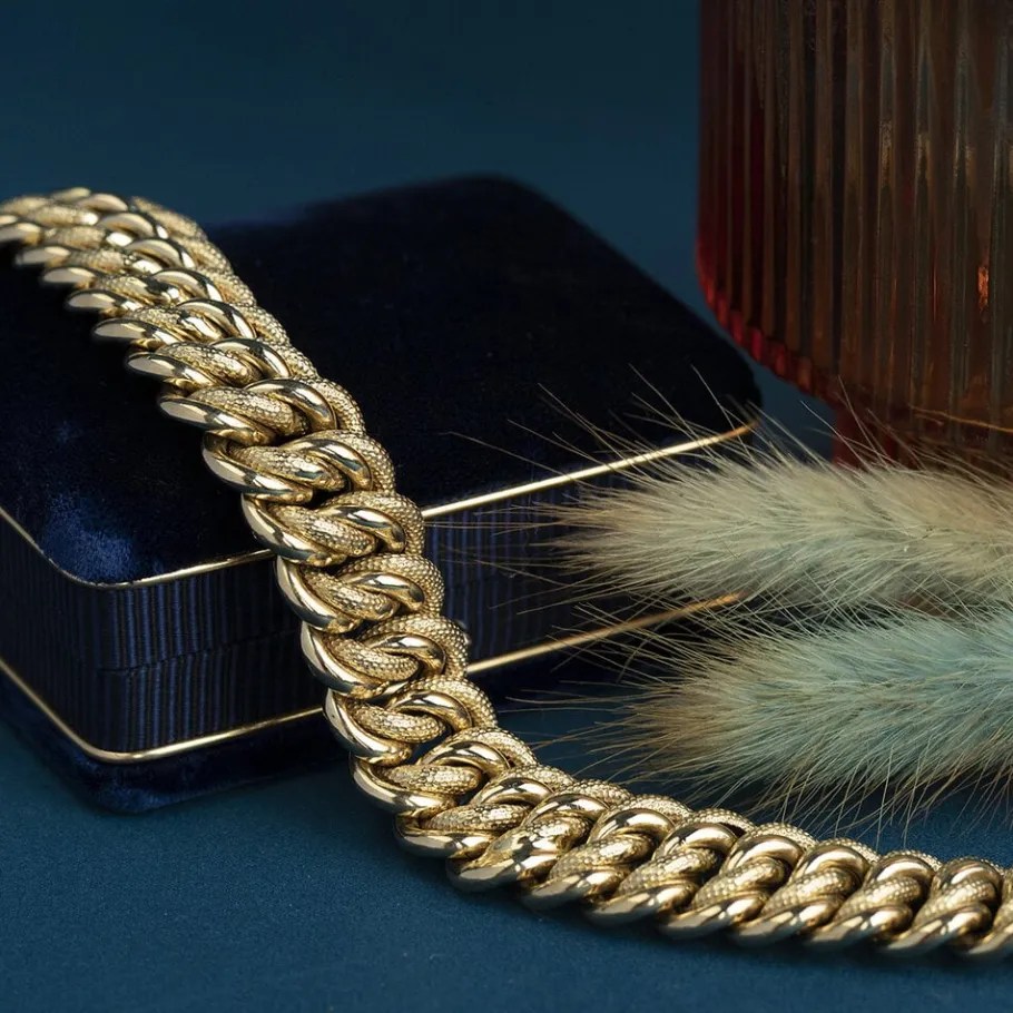 Gold curb bracelet 18 krt>Vintage Jewellery Sale