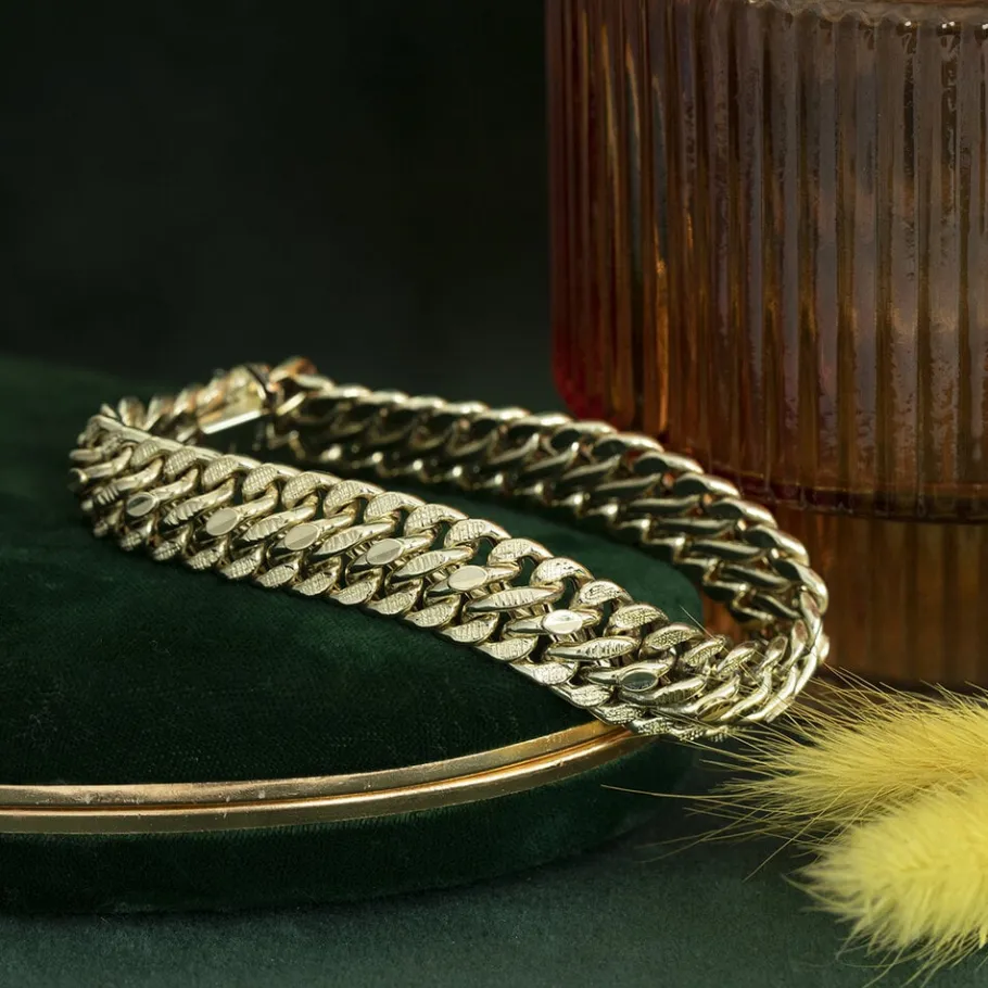 Gold curb bracelet 14 krt>Vintage Jewellery Hot