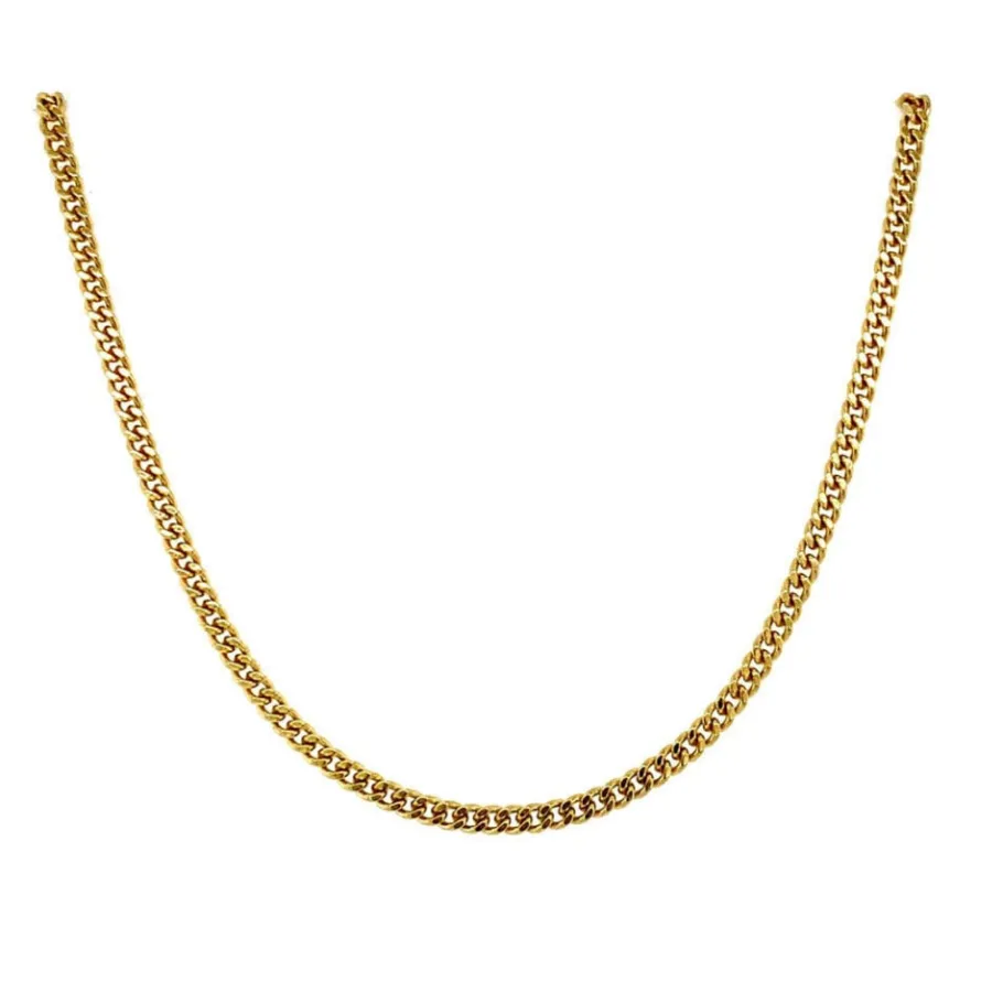Gold curb length necklace 14 krt>Vintage Jewellery Outlet