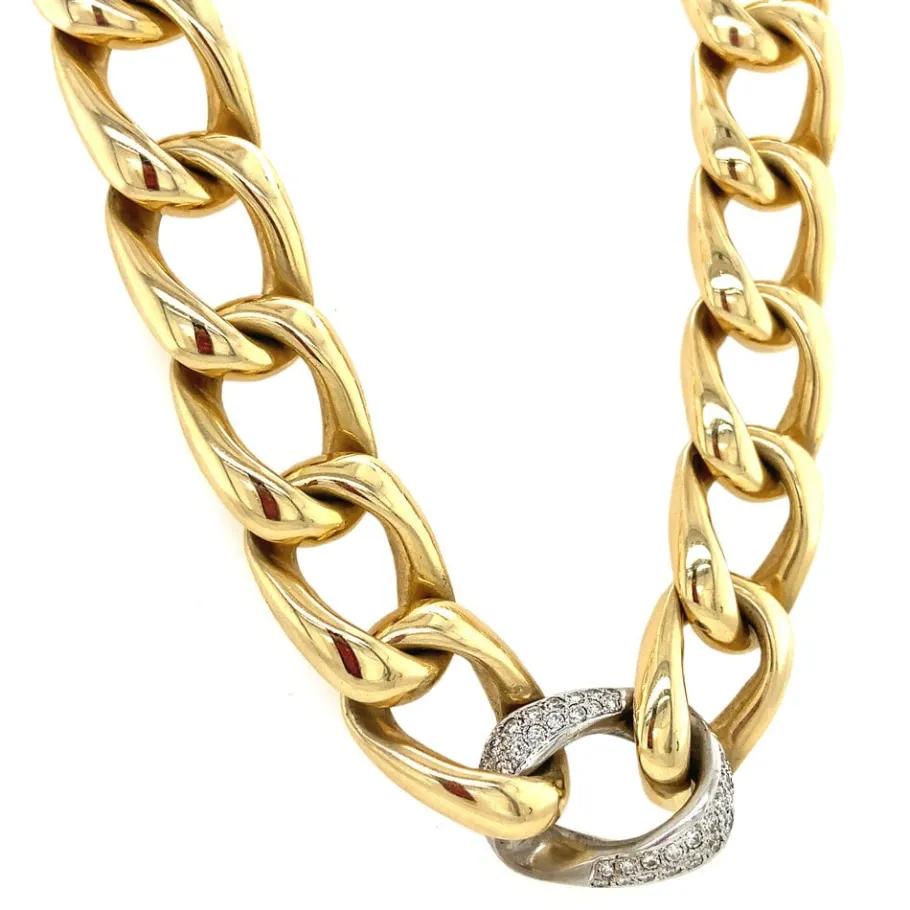gold_curb_necklace_with_d_2.webp Gold curb necklace with diamonds 14 krt>Vintage Jewellery Outlet