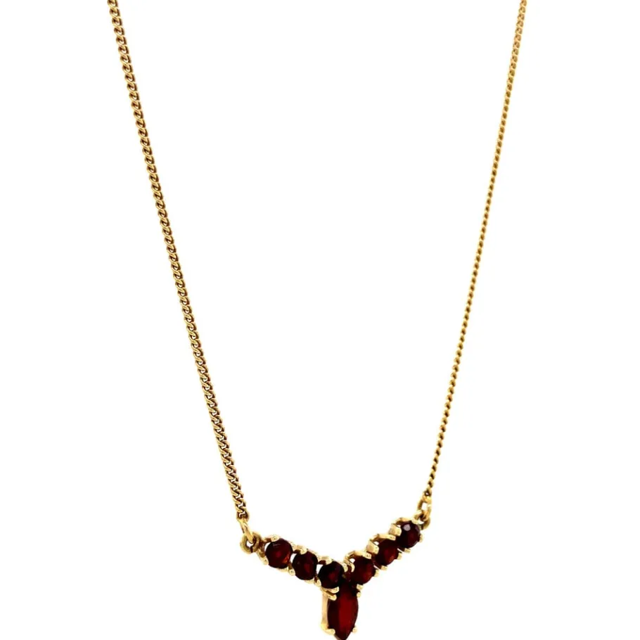 gold_curb_necklace_with_g_2.webp Gold curb necklace with garnet pendant 14 krt>Vintage Jewellery Online