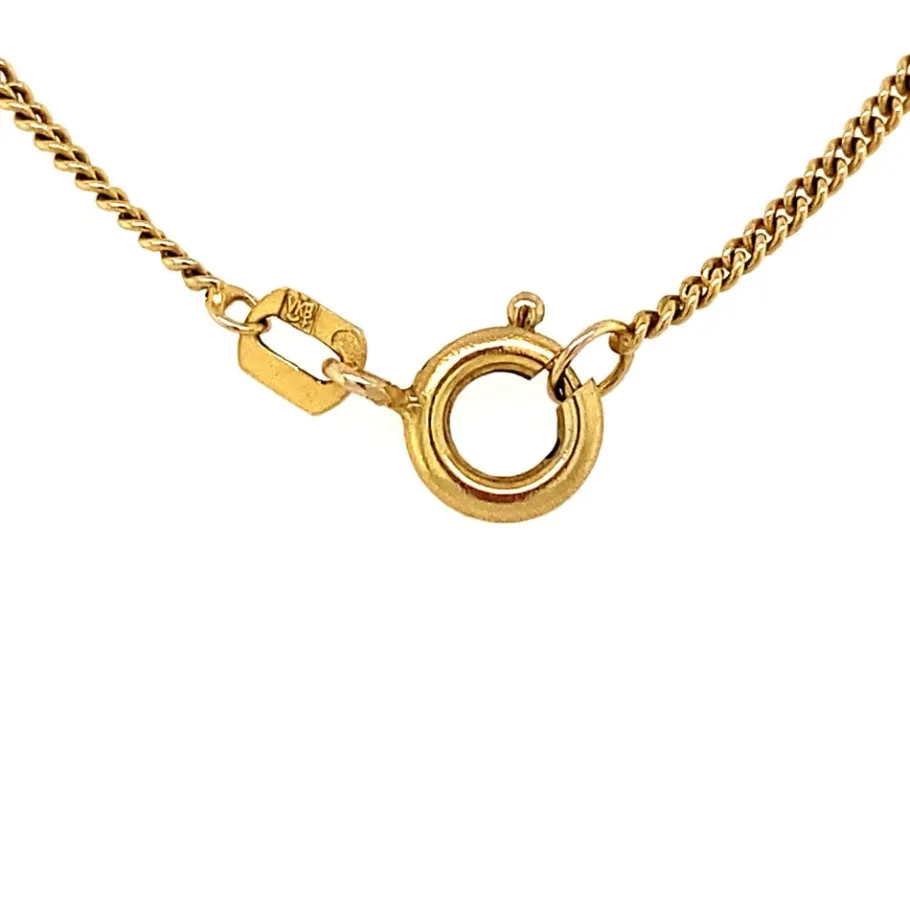 gold_curb_necklace_with_g_4.webp Gold curb necklace with garnet pendant 14 krt>Vintage Jewellery Online
