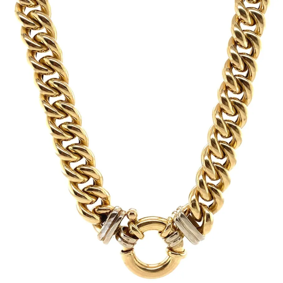 Gold curb necklace with lacing 14 krt>Vintage Jewellery Outlet