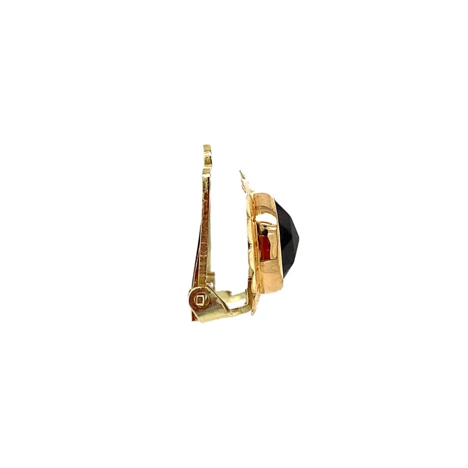 gold_ear_clips_with_garne_3.webp Gold ear clips with garnet 14 krt>Vintage Jewellery Fashion