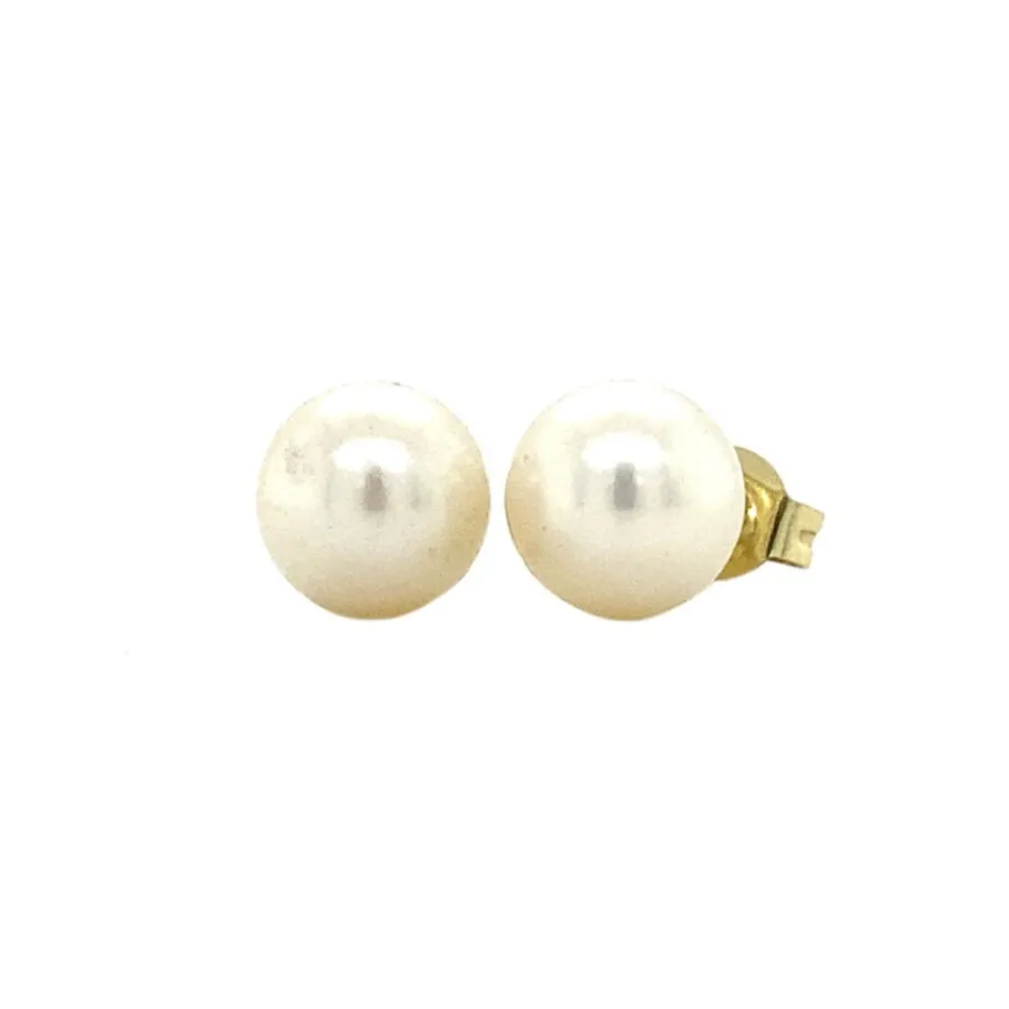 Gold ear studs pearl 14 krt>Vintage Jewellery Online