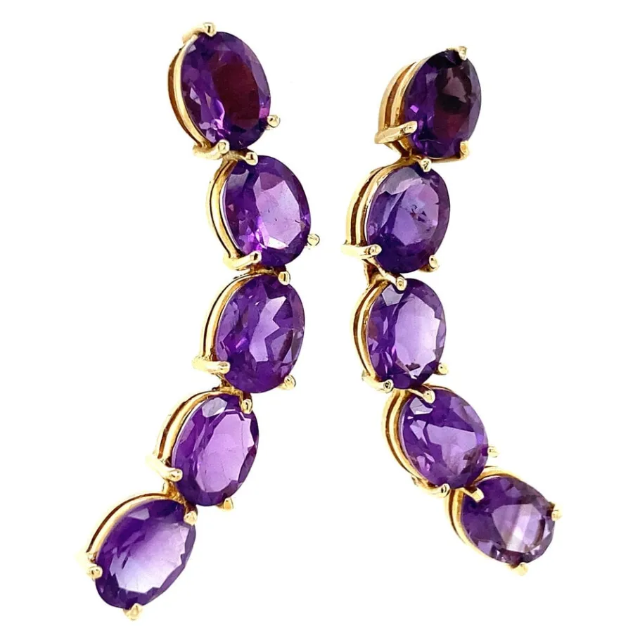 gold_ear_studs_with_ameth_2.webp Gold ear studs with amethyst 14 krt>Vintage Jewellery Clearance