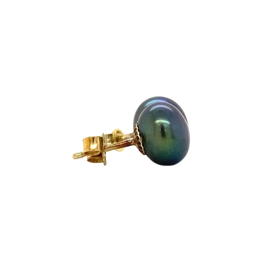 gold_ear_studs_with_black_3.webp Gold ear studs with black pearl 14 krt>Vintage Jewellery Discount