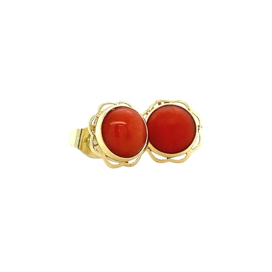 gold_ear_studs_with_blood_2-8.webp Gold ear studs with blood coral 14 krt>Vintage Jewellery Online
