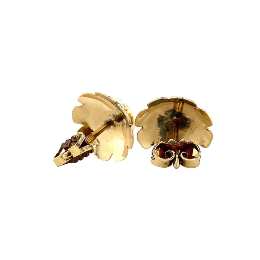 gold_ear_studs_with_blood_4-5.webp Gold ear studs with blood coral 14 krt>Vintage Jewellery Online