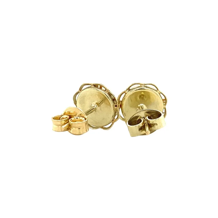 gold_ear_studs_with_blood_4-8.webp Gold ear studs with blood coral 14 krt>Vintage Jewellery Online