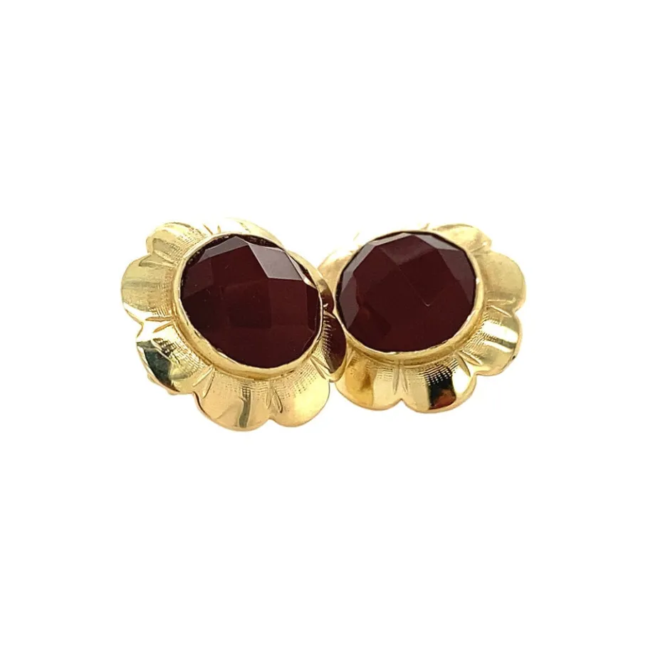 gold_ear_studs_with_carne_2-1.webp Gold ear studs with carnelian 14 krt>Vintage Jewellery Hot