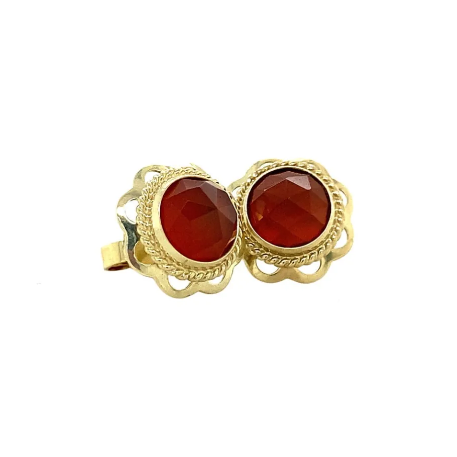 gold_ear_studs_with_carne_2.webp Gold ear studs with carnelian 14 krt>Vintage Jewellery Online