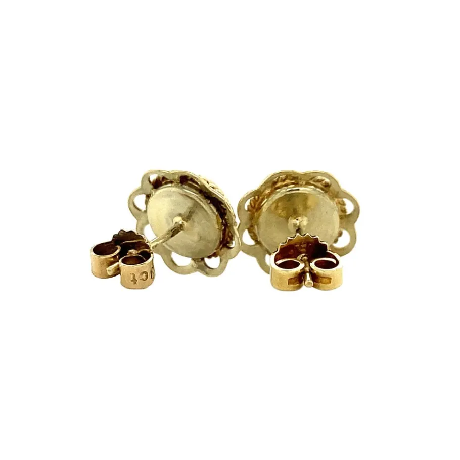 gold_ear_studs_with_carne_4.webp Gold ear studs with carnelian 14 krt>Vintage Jewellery Online
